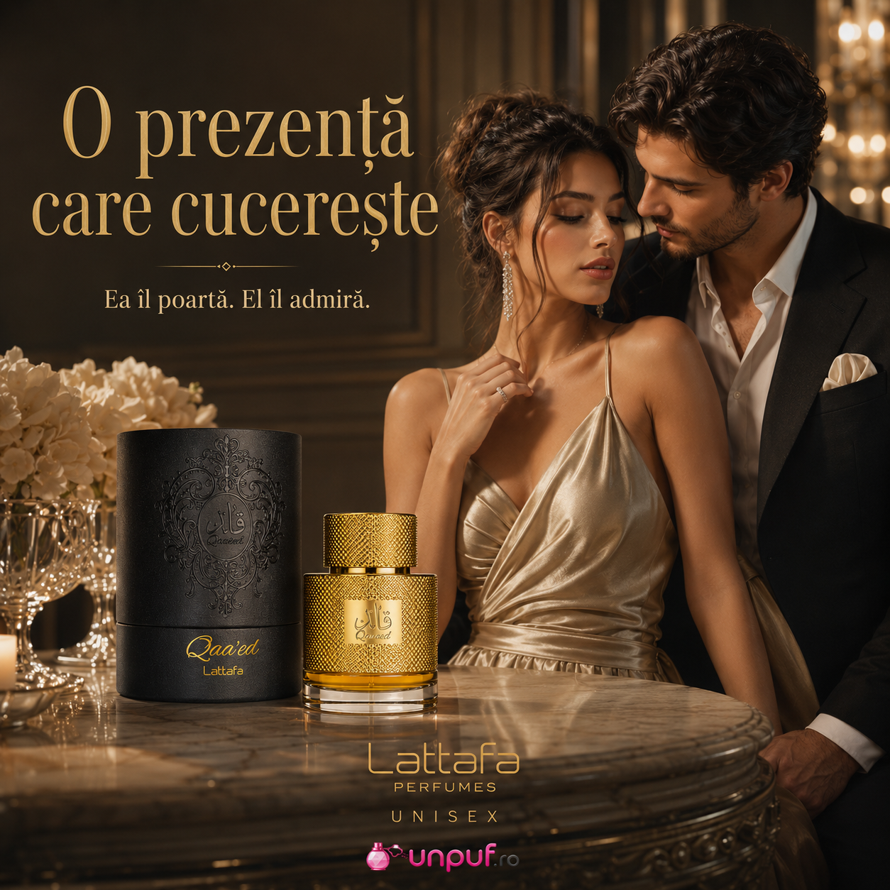 Qaa&rsquo;ed Lattafa parfum oriental cald, intens și sofisticat cu note de oud, vanilie, ambră și condimente